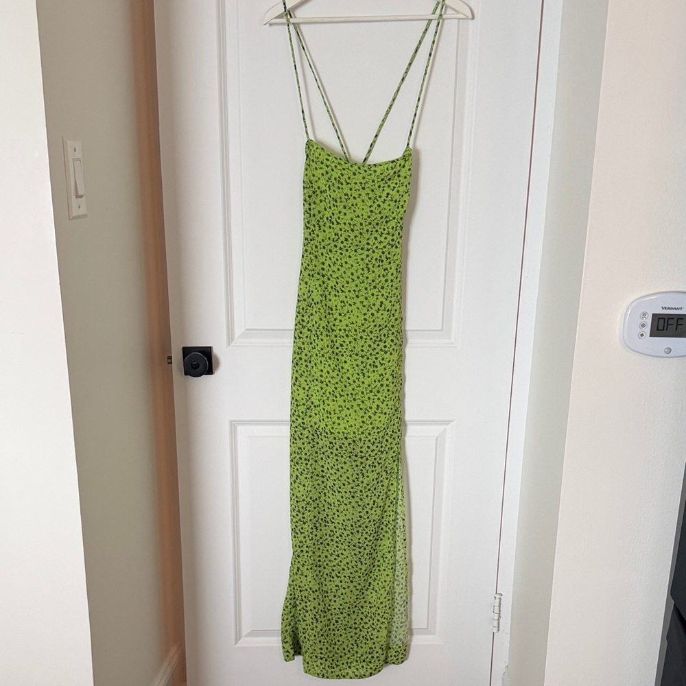 Ganni Lime Green Strapless Dress
